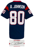 Andre Johnson Signed Navy Custom Football Jersey - (SCHWARTZ COA)