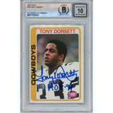Tony Dorsett Autographed 1978 Topps #315 HOF 10 Grade Card Beckett 46486
