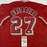 Autographed/Signed VLADIMIR VLAD GUERRERO Los Angeles LA Red Jersey JSA COA Auto