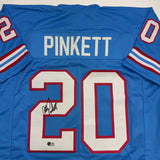 Autographed/Signed Allen Pinkett Houston Blue Football Jersey Beckett BAS COA
