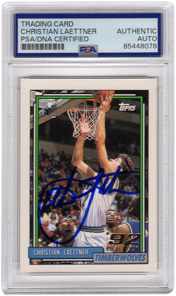 Christian Laettner Signed T'Wolves 1992-93 Topps Rookie Card #334 -(PSA Slabbed)