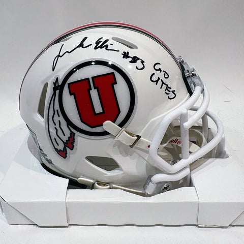 Jonah Elliss Autographed Utah Utes White Mini Helmet Inscribed "Go Utes" BAS COA
