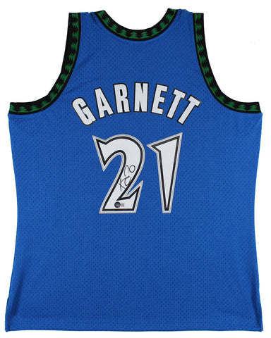Timberwolves Kevin Garnett Signed Blue 2003-04 M&N HWC Jersey BAS Witnessed