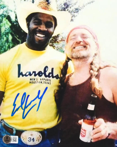 Earl Campbell Autographed 8x10 w/ Willie Nelson Photo- Beckett W Hologram *Blue