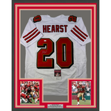 Framed Autographed/Signed Garrison Hearst 33x42 White Football Jersey JSA COA