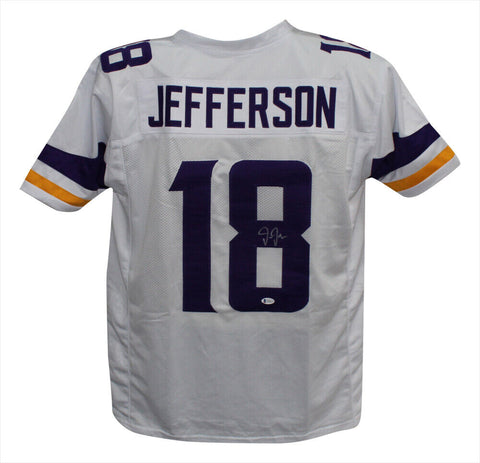 Justin Jefferson Autographed/Signed Pro Style White XL Jersey BAS 31601
