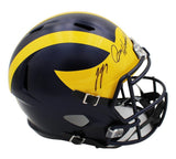 JJ McCarthy/Jim Harbaugh Signed Michigan Wolverines Speed Full Size NCAA Helmet