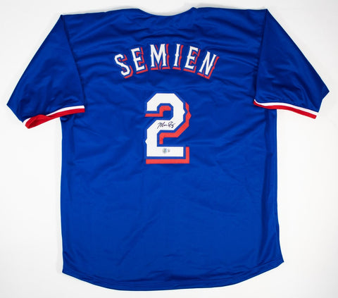 Marcus Semien Signed Texas Rangers Custom '2023 World Champs' Jersey (Beckett)