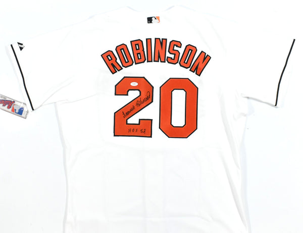 Frank Robinson Signed Orioles White Majestic Authentic Jersey - JSA W *Blemish