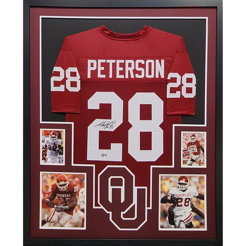 Adrian Peterson Autographed Framed Oklahoma Sooners Jersey