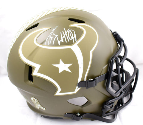 JJ Watt Autographed Texans F/S Salute to Service Speed Helmet-Beckett W Hologram