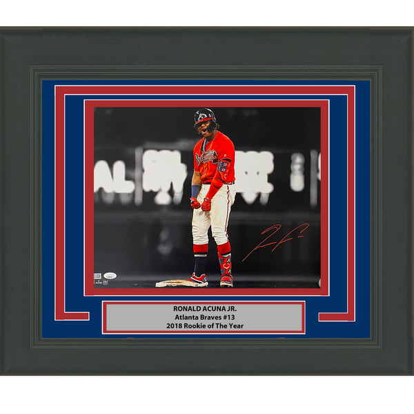 Framed Autographed/Signed Ronald Acuna Jr. Atlanta Braves 16x20 Photo JSA COA #7