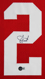Upton Stout Authentic Signed Red Pro Style Framed Jersey Autographed BAS