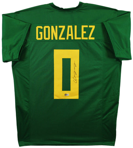 Oregon Christian Gonzalez Authentic Signed Green Pro Style Jersey BAS Witnessed
