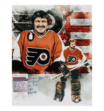 Bernie Parent Signed Philly Flyers 16x20 Photo "NHL Top 100 & HOF 84" (JSA COA)