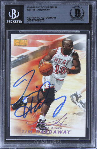 Heat Tim Hardaway Authentic Signed 1998 Skybox Premium #72 Card BAS Slabbed