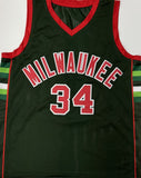 TERRY CUMMINGS Signed Custom Replica Green / Red Bucks Jersey AUTO - BAS