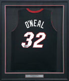 HEAT SHAQUILLE O'NEAL AUTOGRAPHED FRAMED BLACK JERSEY BECKETT WITNESS 243018