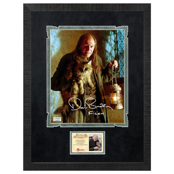 David Bradley Autographed Harry Potter Argus Filch Mrs. Norris 8x10 Framed Photo
