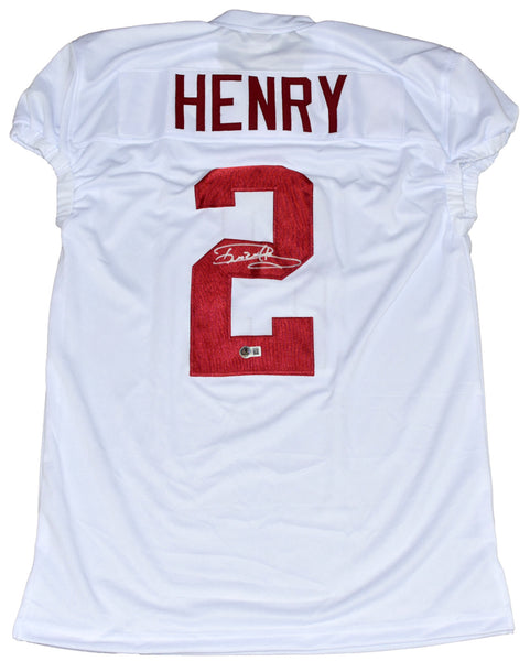 DERRICK HENRY SIGNED ALABAMA CRIMSON TIDE #2 WHITE GAME CUT JERSEY BECKETT