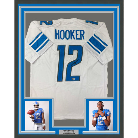 Framed Autographed/Signed Hendon Hooker 33x42 White Jersey Beckett BAS COA
