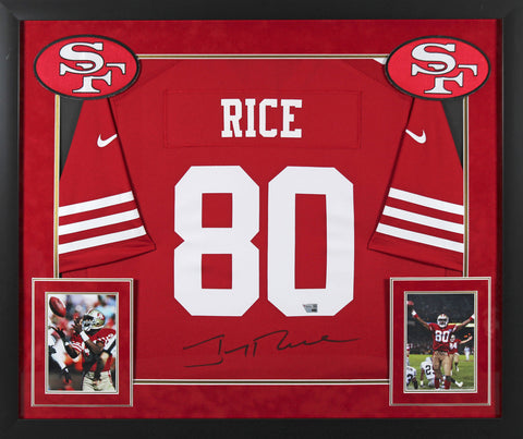 49ers Jerry Rice Authentic Signed Red Nike Game Framed Jersey Fanatics