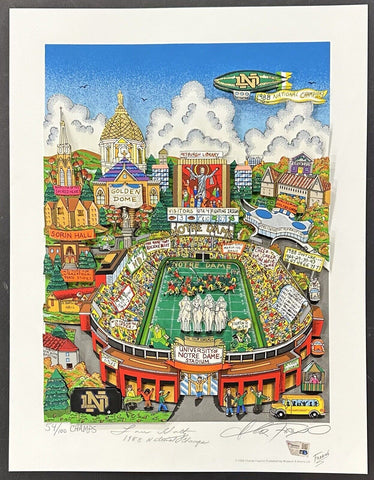 Lou Holtz Signed 1988 Champs Notre Dame Stadium 3D Fazzino Pop Art /100 Fanatics