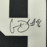 FRAMED Autographed/Signed CLELIN FERRELL 33x42 Oakland Black Jersey JSA COA Auto