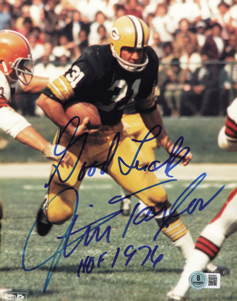 Jim Taylor Autographed 8x10 Photo Packers Good Luck HOF 1976 Beckett QR #BS32004