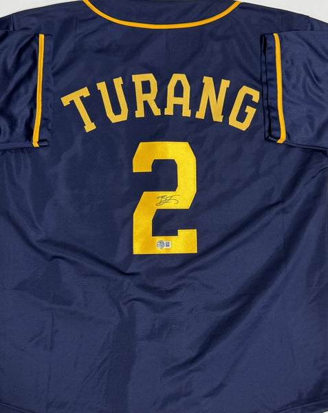 BRICE TURANG Signed Custom Replica Milwaukee Brewers MLB Blue Jersey AUTO - BAS