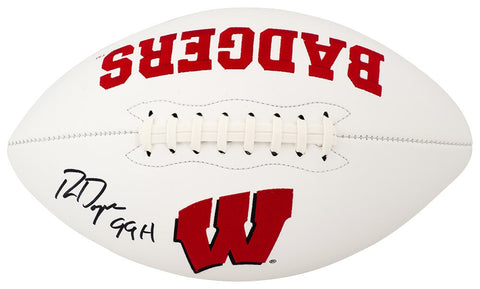Ron Dayne Signed Wisconsin Badgers Franklin White Logo Football w/99H - (SS COA)