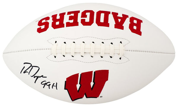 Ron Dayne Signed Wisconsin Badgers Franklin White Logo Football w/99H - (SS COA)