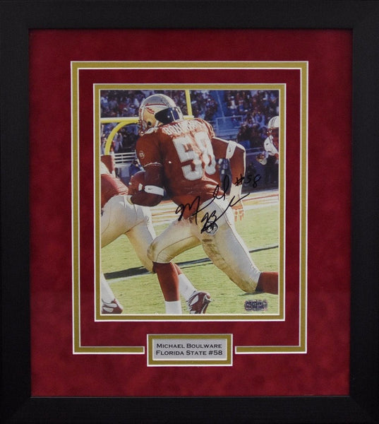 MICHAEL BOULWARE SIGNED FLORIDA STATE SEMINOLES 8x10 FRAMED PHOTO COA