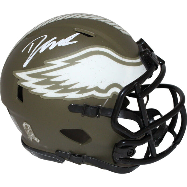 D'Andre Swift Signed Philadelphia Eagles 22 Salute Mini Helmet Beckett 43011