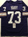 Autographed/Signed RON YARY "HOF 01" Minnesota Purple Football Jersey JSA CO