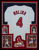 SUEDE FRAMED ST LOUIS CARDINALS JAVIER MOLINA AUTOGRAPHED JERSEY BECKETT HOLO