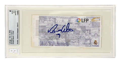 Ronaldo Nazario Signed 2002 Real Madrid Debut + 2 Goals Match Ticket - BGS 4