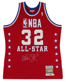 Lakers Magic Johnson Signed Red M&N 1988 All-Star Authentic Jersey BAS Witness 2