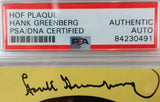 Hank Greenberg Autographed Mini Plaque & Photo -- Framed 8.5x16 | PSA/JSA COA