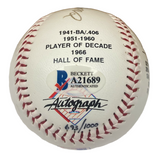 TED WILLIAMS Autographed Red Sox Stat Mural Baseball BECKETT LE 1000