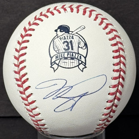 Mike Piazza Signed #31 Retirement Logo Baseball MLB & Fanatics Coa Ny Mets HOF