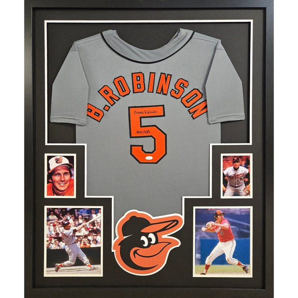 Brooks Robinson Autographed Signed Framed Grey Baltimore Orioles Jersey JSA