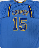 CECIL COOPER Signed Custom Replica Blue Milwaukee Jersey AUTO - BAS