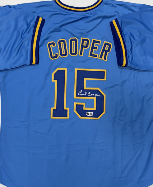CECIL COOPER Signed Custom Replica Blue Milwaukee Jersey AUTO - BAS