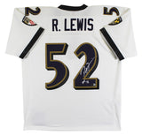 Ravens Ray Lewis Authentic Signed White Mitchell & Ness Jersey BAS Witnessed