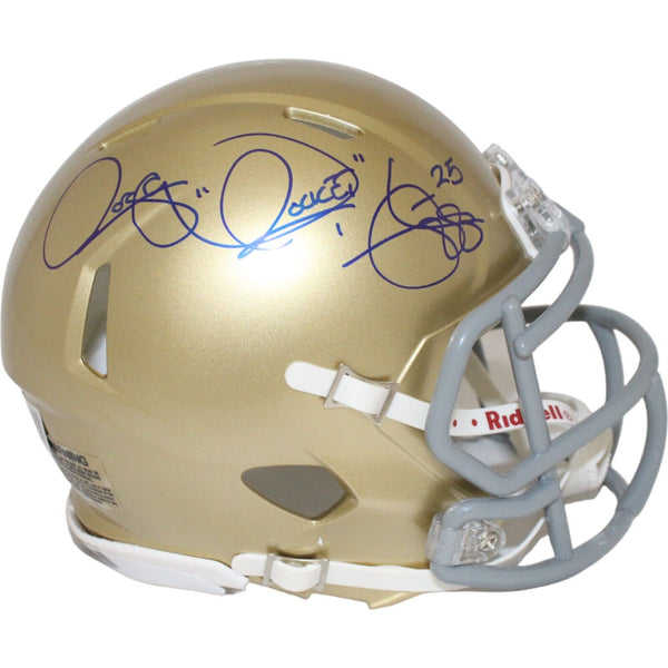 Rocket Ismail Autographed Notre Dame Fighting Irish Mini Helmet Beckett 43051