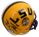 Les Miles Signed/Autographed Gold LSU Mini Football Helmet JSA 213109