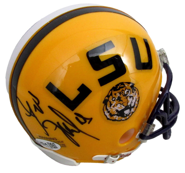 Les Miles Signed/Autographed Gold LSU Mini Football Helmet JSA 213109