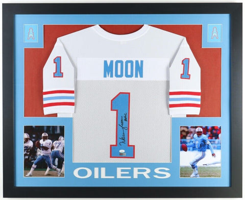 Warren Moon Signed Houston Oilers 35"x43" Framed Jersey (JSA) 9xPro Bowl Q.B