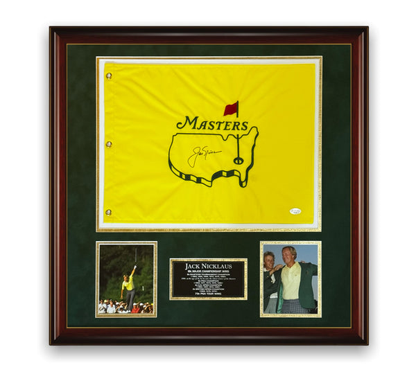 Jack Nicklaus Signed Autographed Masters Golf Flag Framed To 24x24 JSA